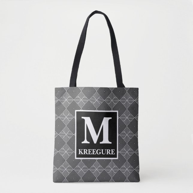 Bolso De Tela Monogramo clásico Serif BW DEDS Argyle (Anverso)