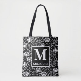 Bolso De Tela Monogramo Classic Serif BW Peonies