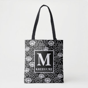 Bolso De Tela Monogramo Classic Serif BW Peonies