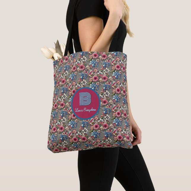 Bolso De Tela Monogramo Vintage Floral Houndstoth (Detalle)