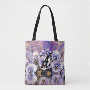 Bolso De Tela Monomarama de pensamientos rosados morados de agua