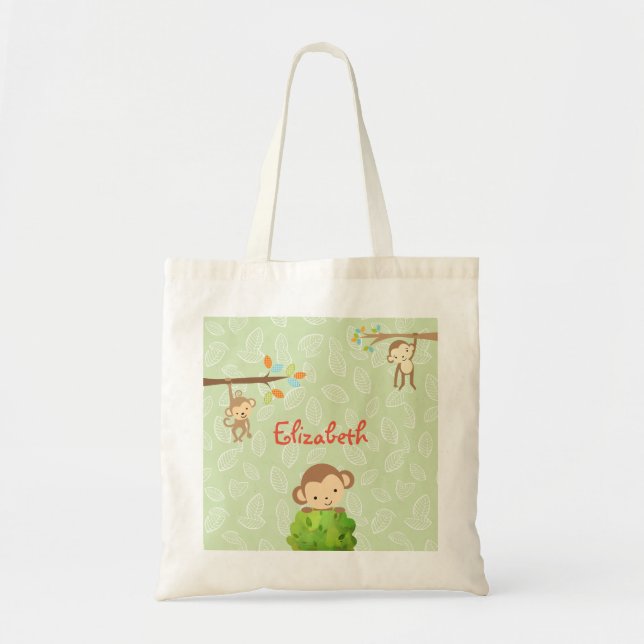 Bolso De Tela Monos - Jugativos y personalizados (Frente)