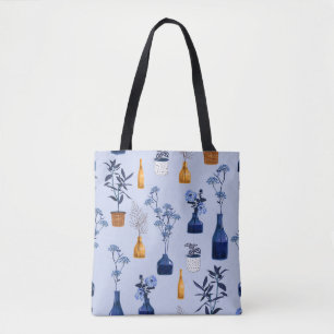 Bolso De Tela Monotone de flores modernas y jarrón, maceta con
