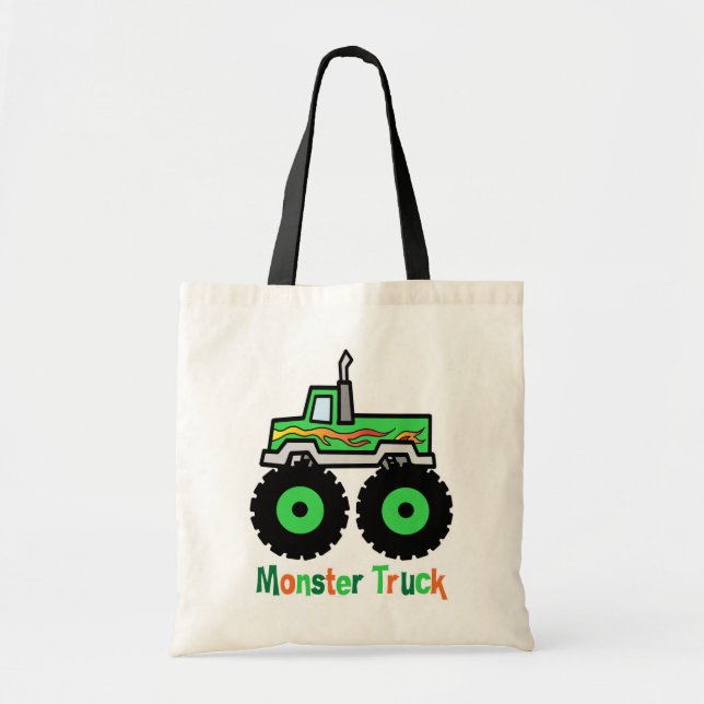 Bolso De Tela Monster truck verde (Frente)