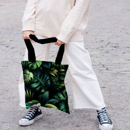 Bolso De Tela Monstera Botánico Tropical Verde Jungla 
