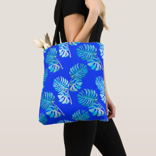 Bolso De Tela Monstera Brisa Azul Cobalto