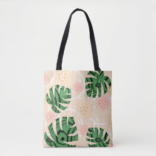 Bolso De Tela Monstera deja en rosa.
