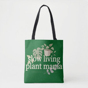 Bolso De Tela Monstera Hoja Boho Tierra Adorable Mamá de Plantas