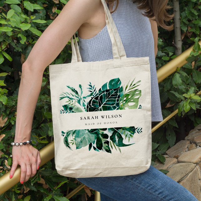 Bolso De Tela Monstera Tropical Fauna Verde Leafy Made De Honor (Subido por el creador)