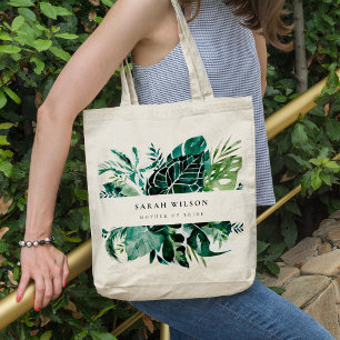 Bolso De Tela Monstera Tropical Verde Foliage Madre De Novia