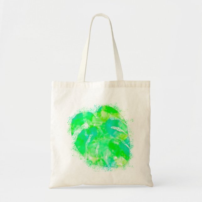 Bolso De Tela Monstera Watercolor (Frente)