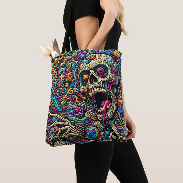 Bolso De Tela Monstruo abstracto colorido (Detalle)