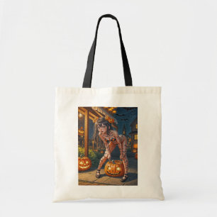 Bolso De Tela Monstruo de Halloween Jack-o-Lantern y Chica de Ba