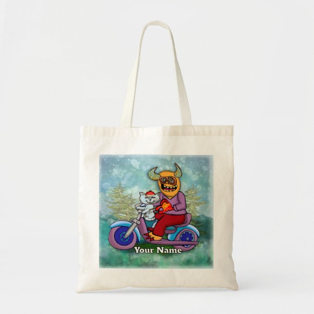 Bolso De Tela Monstruo de Motocicleta (Frente)