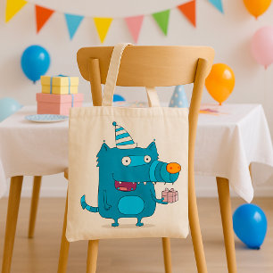 Bolso De Tela Monstruo del Personalizado azul con Fiesta Gorra