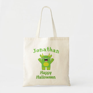 Bolso De Tela Monstruo personalizado de Stripey del verde del