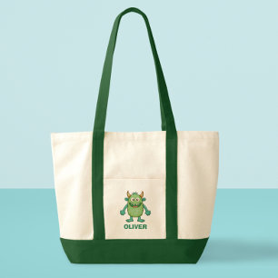 Bolso De Tela Monstruo verde lindo personalizado