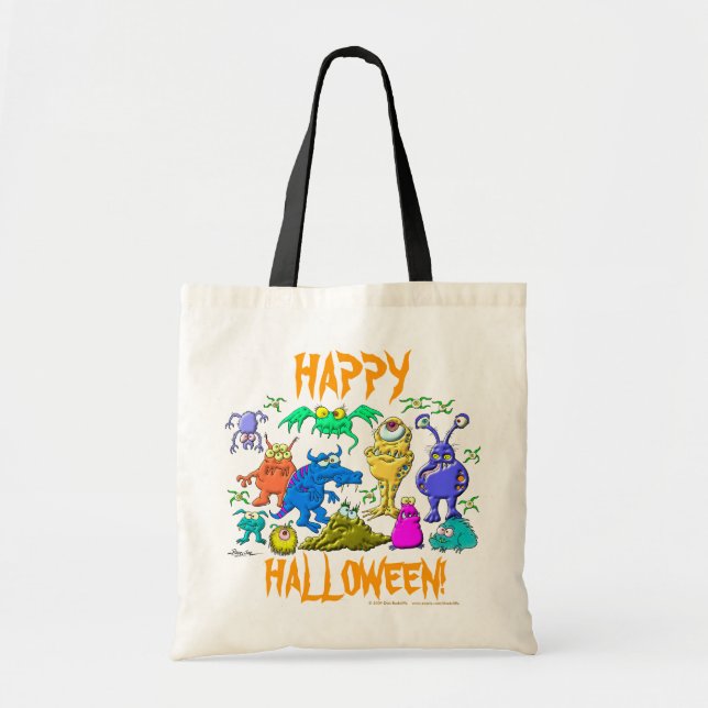 Bolso De Tela Monstruos de Halloween (Frente)