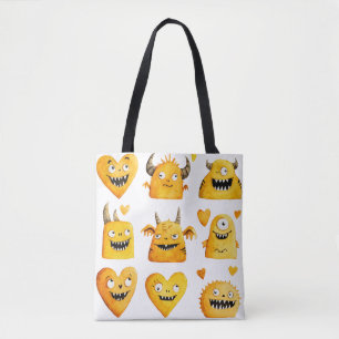 Bolso De Tela Monstruos de Halloween Amarillos