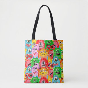 Bolso De Tela Monstruos divertidos, Patrón de color de agua sin