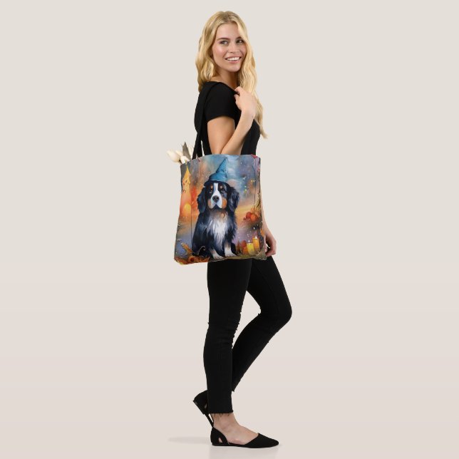 Bolso De Tela Montaña Bernesa de Halloween con calabazas aterrad (Puesto)