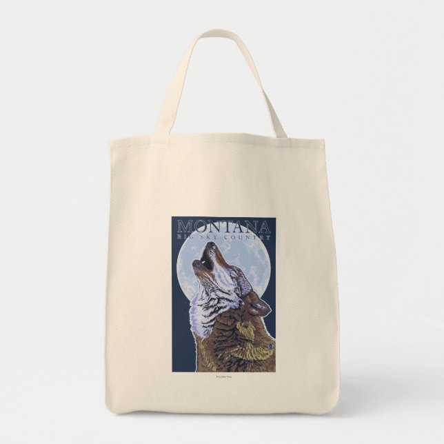 Bolso De Tela Montana — Big Sky CountryHowling Wolf (Frente)
