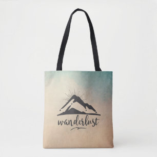 Bolso De Tela Montaña con Sunrays - Tipografía de Wanderlust