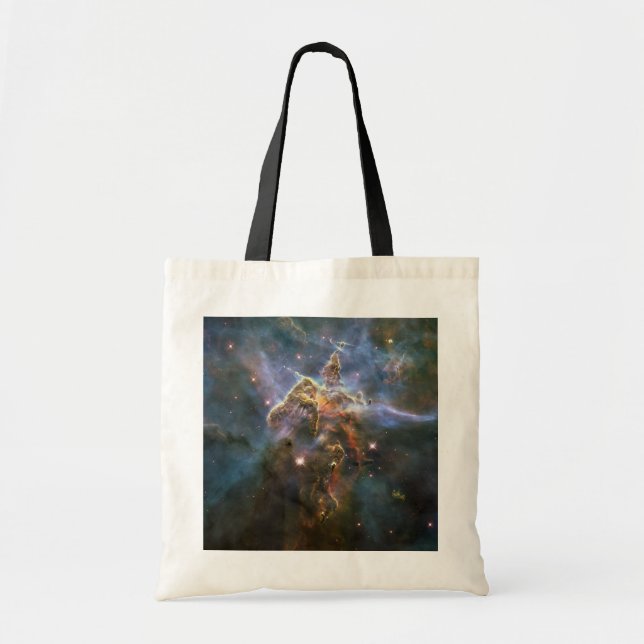 Bolso De Tela Montaña mística en el espacio hubble de la nebulos (Frente)