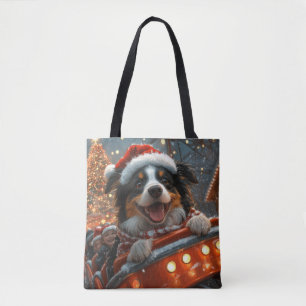 Bolso De Tela Montaña Rusa de Perro Border Collie Navidad