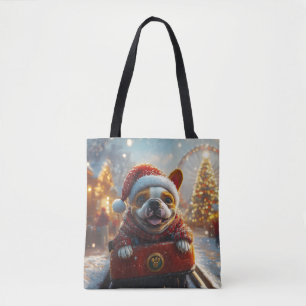 Bolso De Tela Montaña Rusa de Perro Bull Terrier Navidad