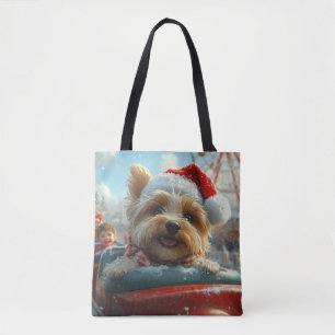 Bolso De Tela Montaña Rusa de Perro Terrier Biewer Navidad