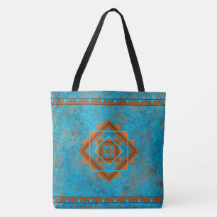 Bolso De Tela Montaña suroeste picos turquesa geométrico