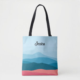 Bolso De Tela Montañas Azules Rosadas Abstractas Modernas Person