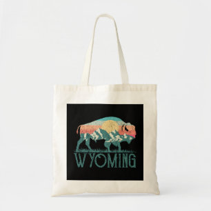 Bolso De Tela Montañas Bison Buffalo Retro WY Wyoming Larga Flot