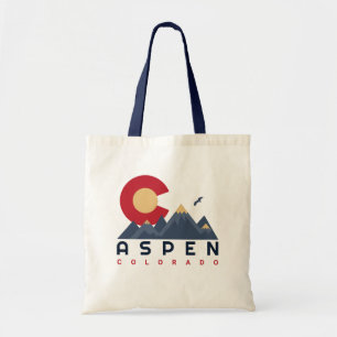 Bolso De Tela Montañas de la bandera de Colorado Aspen Esquí