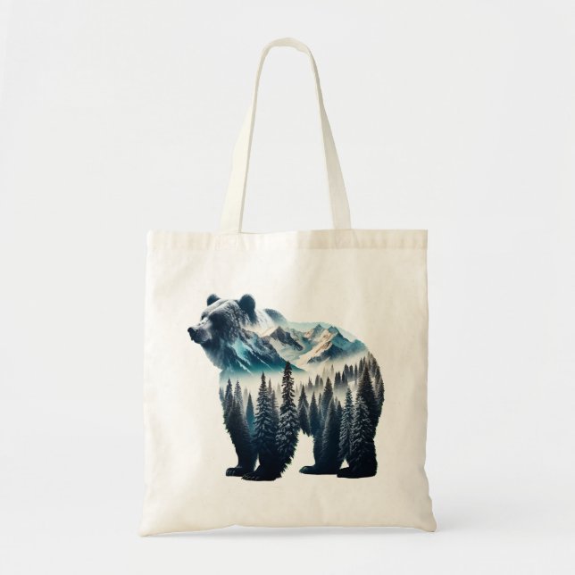 Bolso De Tela Montañas y bosques de oso pardo (Frente)