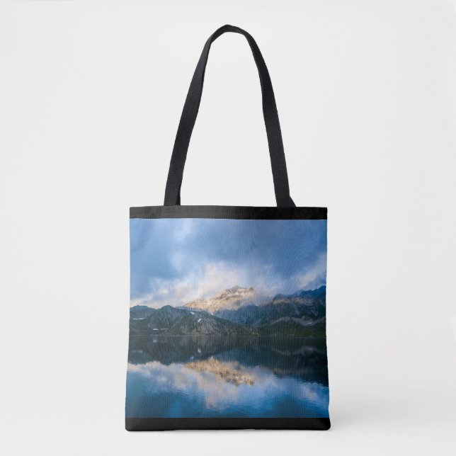 Bolso De Tela Montañas y Lago de la Naturaleza Fotografía (Anverso)