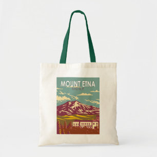 Bolso De Tela Monte Etna Sicily Viaje Arte Vintage