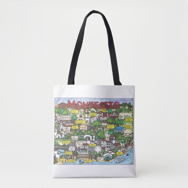 Bolso De Tela Montecito Mapa de Tote Bag (Anverso)