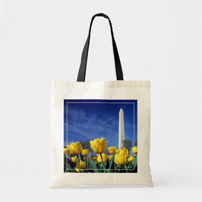 Bolso De Tela Monumentos | Monumento a Washington en primavera (Frente)