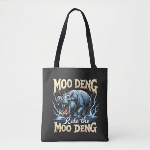 Bolso De Tela Moo Deng Ride Moo Deng Gracioso Hippo