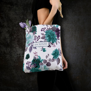 Bolso De Tela Moody Boho   Partido Verde azulado Turquesa Floral