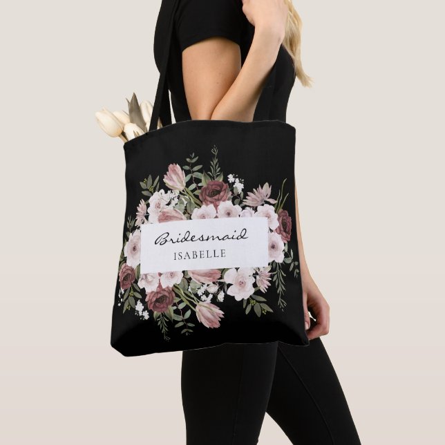 Bolso De Tela Moody Dusty Rosa Floral Bridesmaid (Detalle)