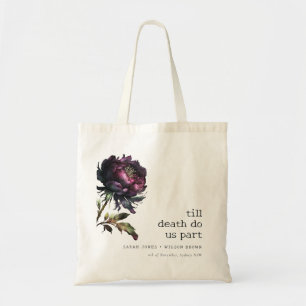 Bolso De Tela Moody Gothic Oscuro Púrpura Negro Peony Boda