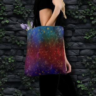 Bolso De Tela Moody Ombre   Psicodelia Grunge Gold Stardust