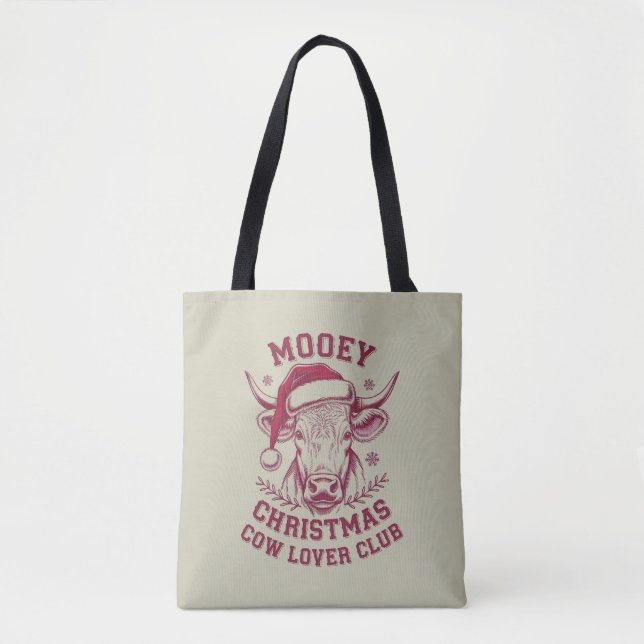 Bolso De Tela Mooey Navidades Western Cow Lover Club Xmas (Anverso)