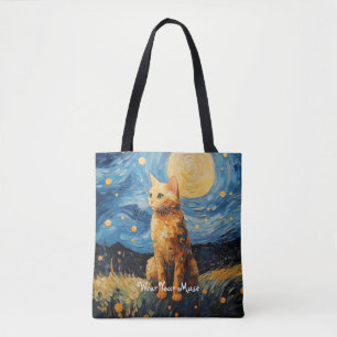 Bolso De Tela Moon Glow Cat Midnight Muse Personalizado