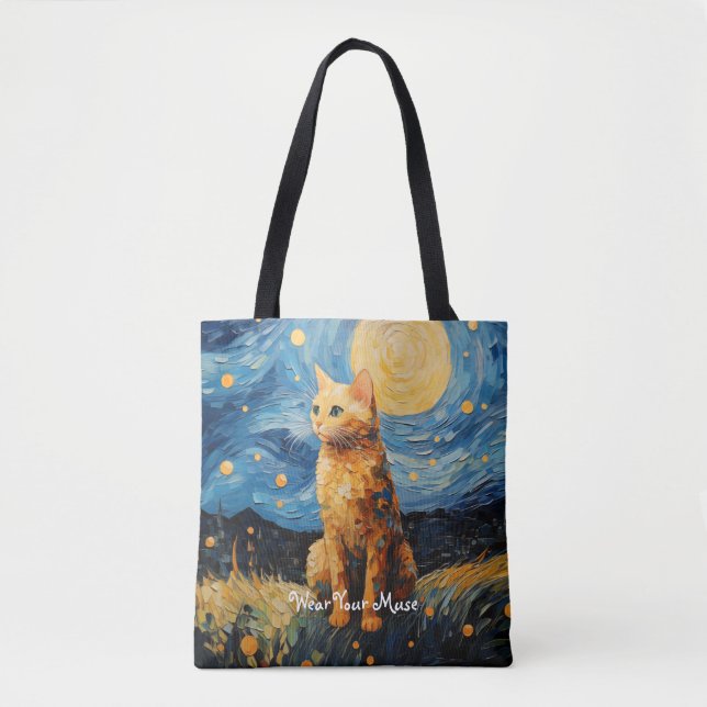 Bolso De Tela Moon Glow Cat Midnight Muse Personalizado (Anverso)