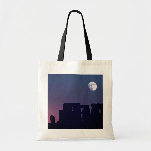 Bolso De Tela Moon Over Stonehenge | Wiltshire, Inglaterra (Frente)