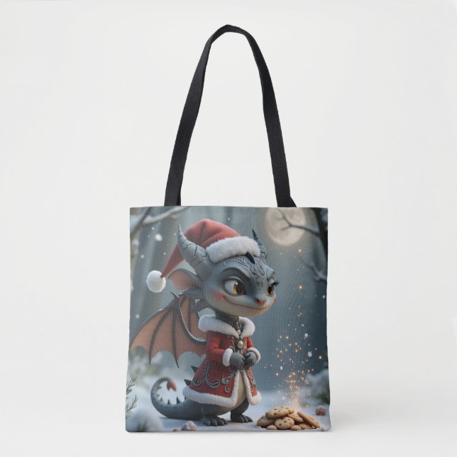 Bolso De Tela Moonlit Cookie Bandit – The Grey Christmas Dragon. (Anverso)